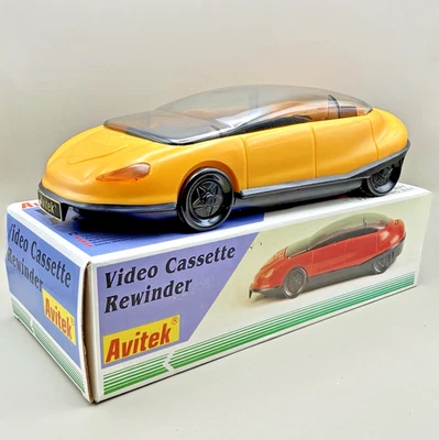 Rebobinadora VHS Avitek de colección • Coche deportivo amarillo • Rebobinado rápido con un solo toque • Probado Foto 1 de 4