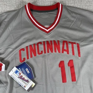 NWT Majestic Men’s 56 Cincinnati Reds Barry Larkin #11 Gray Baseball Jersey - Picture 1 of 13