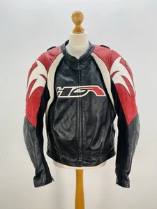 Hein Gericke Mens Leather Motorcycle Motorbike Jacket Size 58 Uk 40 Red Black - Picture 1 of 18