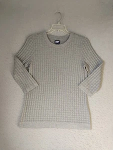 Lands End Womens Sweater Medium 10 12 Gray 3/4 Sleeve Round Neck Knit Pullover - Picture 1 of 9