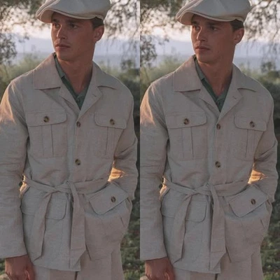 Herren Safari Jacken mit Gürtel Multi Taschen Outdoor Sport Wear Jagd Mäntel-- - Bild 1 von 4