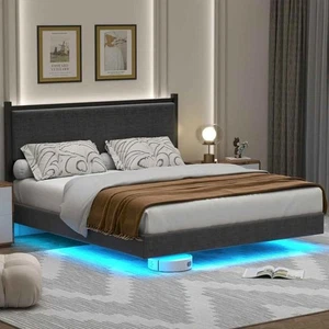 Modern Floating Queen Bed with RGB LED Lighting - Durable & Stylish - Picture 1 of 6