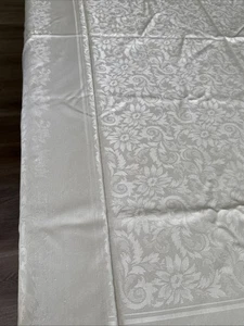 Royal Damask Tablecloth 63” X 83” Floral Rectangular Ivory Color - Picture 1 of 7