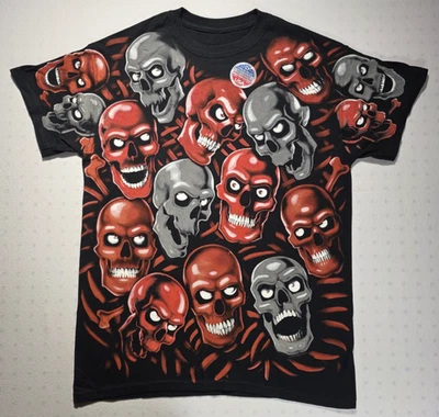 Футболка Skull Pile Red Grey Black Liquid Blue средний размер - Изображение 1 из 4