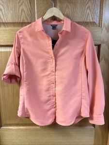 Neu mit Etikett Eddie Bauer Small belüftetes Damen-Ripstop-Shirt Rollriegel Langarm Wandern koralle - Bild 1 von 10