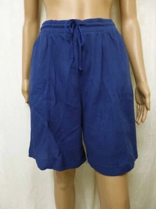 Ladies Culottes Shorts Fit Size 12 14 Blue Textured Casual Beach - Picture 1 of 6