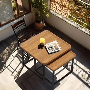 Set of 2 Rectangle Nesting End Table Furniture Metal Legs Coffee Accent Table - Picture 1 of 11