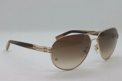 NUEVO MONT BLANC MB 401S 28F DORADO HABANA DEGRADADO MARCO AUTÉNTICO GAFAS DE SOL 62-14 Foto 1 de 4