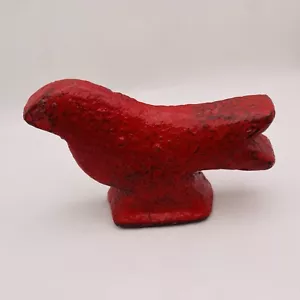 Cast Iron Bird Target Carnival Shooting Gallery Red Painted Antique Bottom Hole - Picture 1 of 6