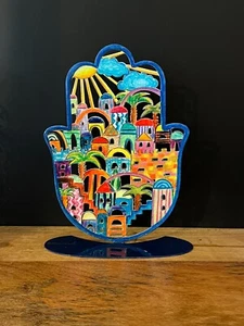 Hamsa  Jerusalem Aluminum sculpture hand painted by Emanuel - Picture 1 of 5