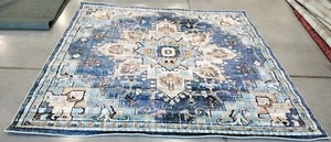 BLUE / LT BLUE 8'-0" x 8'-0" Back Stain Rug Reduced Price 1172764182 MAD473M-8SQ - Picture 1 of 4