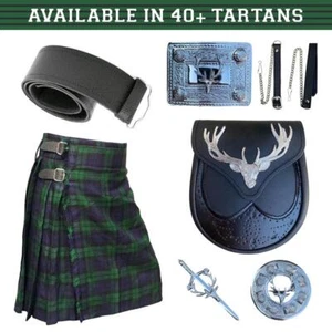 SCOTTISH 7 PCS KILT SET 40+ CLAN TARTANS HIGHLAND KILT OUTFIT/DEAL/PACKAGE - Picture 1 of 10