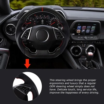 Volante deportivo de fibra de carbono real LOSCHEN para Chevrolet Camaro 2016-2020 Foto 1 de 4
