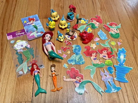 Disney The Little Mermaid Figures Lot Ariel Flounder Cake Toppers Toys Magnets Cover