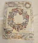 2000 Teacup Wreath Picture NIP Candamar Designs Counted Cross Stitch Kit  NOS 