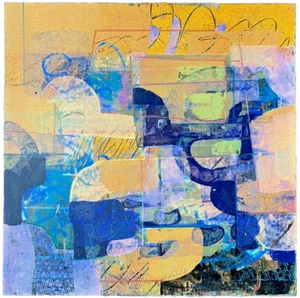 Original Mixed Media Abstract Art, Linoleum Tile Series 12”x 12” Signed - Picture 1 of 14