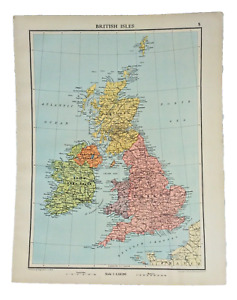Vintage map of UK BRITAIN ENGLAND BRITISH ISLES - 1930s, approx A3 size - VGC