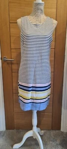 Joules Riva Dress Blue White Striped Size M - Picture 1 of 7