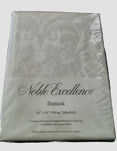 Damask Tablecloth Beige NEW 66” X 84” Oblong Tablecloth - Picture 1 of 4