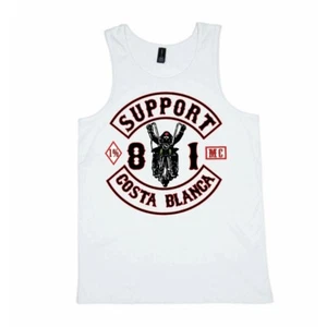 49 Biker White Singlet Support81 Big Red Machine 1% Hells Angels™ - Imagen 1 de 2