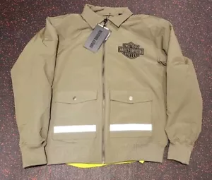 Men’s Harley Davidson Woven Water Resistant Garage Jacket Green New Sz M - Picture 1 of 6