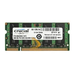 Crucial RAM 4GB 2RX8 PC2-6400 DDR2-800MHz DDR2 200pin SODIMM Laptop Memory - Picture 1 of 9