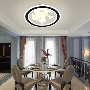 Modern Ceiling Fan Light LED Dimmable Flush Mount Lamp Fan APP & Remote Control - Picture 1 of 14