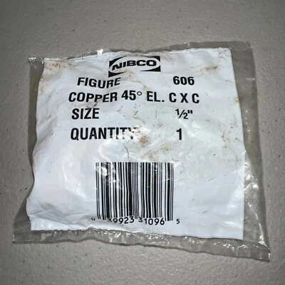 New Nibco U606 1/2” Copper Elbow; 45Deg; Size: 1/2", Some Oxidation - Image 1 of 2