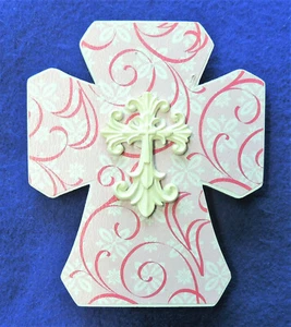 Christian Cross Decorative Pink White Flowers Decoration No Backing Little River - Picture 1 of 1