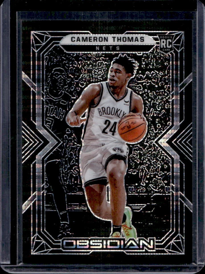 2021-22 Obsidian Cameron Thomas White Pulsar Etch Rookie RC #171 Nets