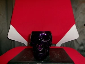 Yankee Candle~Halloween Purple Glass Skull  Votive/ tea light Holder NEW**RARE - Picture 1 of 4