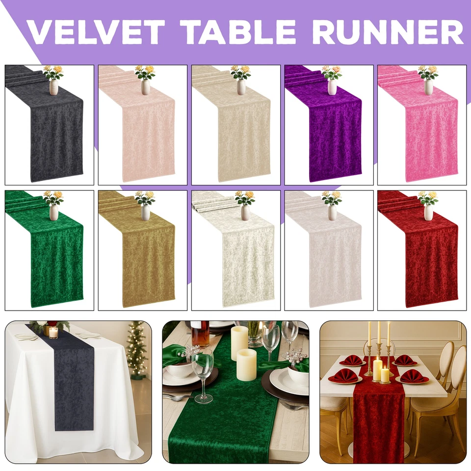 1/5/10x Table Runner Velvet 33cm x 274cm Wedding Xmas Party Table Runners Decor - Image 1 of 1
