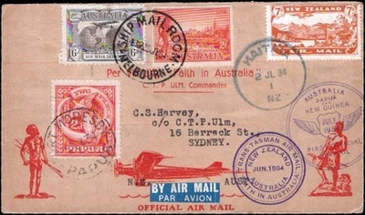 1934 Australia–Papua–NZ Airmail “Faith in Australia” Papua Mix Franking - Image 1 of 2