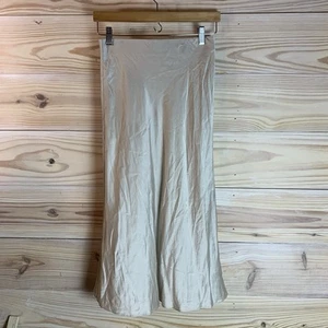 Quince Skirt Womens Extra Small 100% Washable Silk Midi Pull On Champagne Beige - Picture 1 of 10