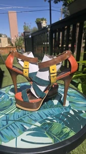 BAKERS Plateau High Heels offene Zehenpartie mehrfarbig gelb und grün - Bild 1 von 13