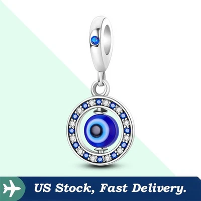 KUNSIR 925 Sterling Silver DIY Charm For Eur. Bracelet Spinning Evil Eye Pendant - Image 1 of 4