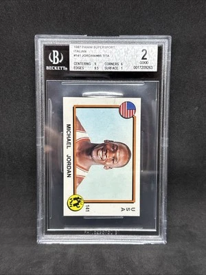 Panini Supersport Italian 1988 #141 Michael Jordan Tita en la parte posterior ¡Raro! BGS 2 Foto 1 de 2