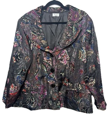 Blazer Festival Gótico Mujer L Brocado Tapiz Metálico Boho Chaqueta Distintiva Foto 1 de 4