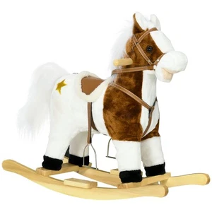 HOMCOM Cavallo a Dondolo per Bambini da 3-6 Anni in Peluche con Suoni Marrone - Foto 1 di 10