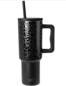 Simple Modern 40 Unzen Trek Becher mit Griff und Strohhalmdeckel Schwarz Leopard Neu im Karton - Bild 1 von 3