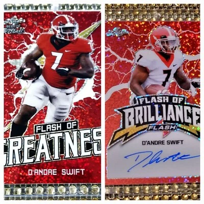 2/5 AUTO & 3/5 D'Andre Swift RC SET of 2 RED FLASH BRILLIANCE/GREATNESS Eagles - Image 1 of 4