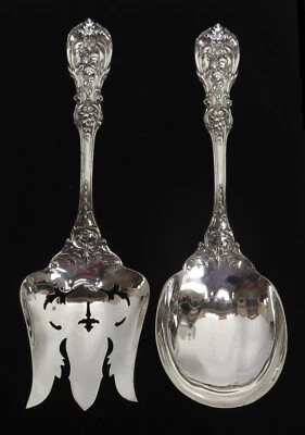 JUEGO DE CUCHARA Y TENEDOR PARA SERVIR ENSALADA REED & BARTON FRANCIS I PLATA ESTERLINA 9 1/2" Foto 1 de 3