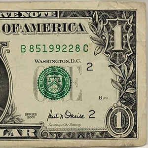 Old Note 2001 Series One Dollar Bill B85199228C DC Pairs 9s 2s - Picture 1 of 8