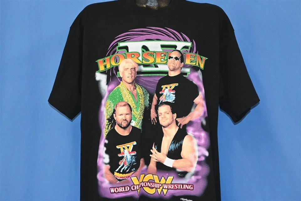 vtg 90s WCW IV FOUR HORSEMEN FLAIR ANDERSON BENOIT MONGO t-shirt WRESTLING 2XL - Image 1 of 4