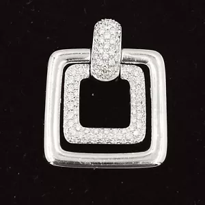 CIONDOLO QUADRATO PAVE' DI DIAMANTI IN ORO BIANCO MASSICCIO 18K USATO VINTAGE - Bild 1 von 8