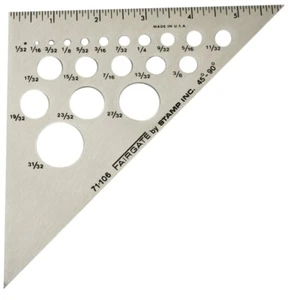 Fairgate 6" 45/90 Aluminum Triangle Rule With 20 Circles 71-106 - Picture 1 of 1