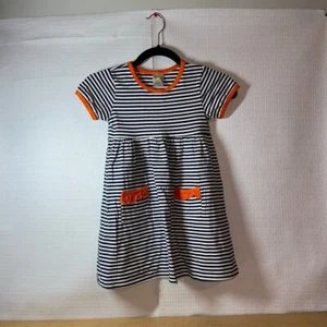 STITCHY FISH Navy, Orange, and White Girls Dress Size 5 - Picture 1 of 5