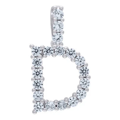 925 Argento Sterling Zirconia Cubica Iniziale D Ciondolo Piccolo Unisex - Immagine 1 di 2