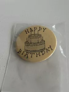 Vintage Custom Made Happy Birthday Button Pin - Picture 1 of 2