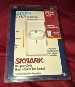 Lutron SFSQ-FH-AL Almond 3 Speed Slide Ceiling Fan Control 1.5A amp Single Pole - Picture 1 of 2